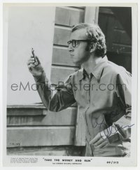 4x578 WOODY ALLEN signed 8x9.75 still 1969 close up holding switchblade in Take the Money and Run!