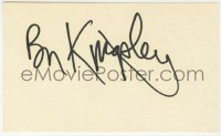 4x587 BEN KINGSLEY signed 3x5 index card 1980s it can be framed & displayed with a repro!