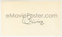 4x631 LAURENCE OLIVIER signed 3x5 index card 1980s it can be framed & displayed with a repro!
