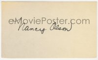 4x640 NANCY OLSON signed 3x5 index card 1980s it can be framed & displayed with a repro!