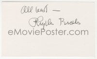 4x646 PHYLLIS BROOKS signed 3x5 index card 1980s it can be framed & displayed with a repro!