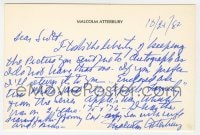 4x100 MALCOLM ATTERBURY signed letter 1982 with color repro from Apple's Way!