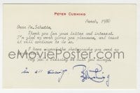 4x103 PETER CUSHING signed letter 1980 thanking a fan for his kind words about his work!