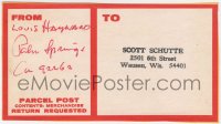 4x196 LOUIS HAYWARD signed 3x6 address label 1970s sending autographed item to one of his fans!
