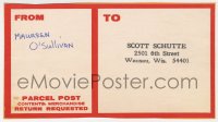 4x198 MAUREEN O'SULLIVAN signed 3x6 address label 1970s sending autographed item to one of her fans!