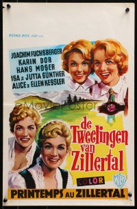 4y006 DIE ZWILLINGE VOM ZILLERTAL Belgian 1957 Harald Reinl, different art of top cast by Wik!