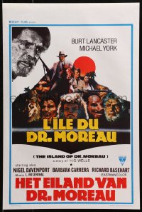 4y021 ISLAND OF DR. MOREAU Belgian 1977 Michael York, mad scientist Burt Lancaster, cool art!