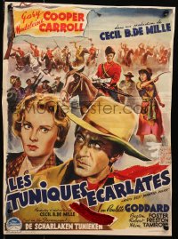 4y037 NORTH WEST MOUNTED POLICE Belgian 1948 Cecil B. DeMille, Wik art of Gary Cooper & Carroll!