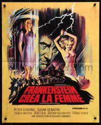 4y173 FRANKENSTEIN CREATED WOMAN French 17x21 1967 cool art of Peter Cushing & Susan Denberg!