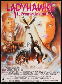 4y193 LADYHAWKE French 15x21 1985 art of Michelle Pfeiffer & young Matthew Broderick by Formosa!
