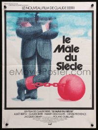 4y195 LE MALE DU SIECLE French 15x20 1975 Claude Berri, wacky Ferracci ball & chain artwork!