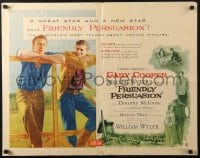 4y792 FRIENDLY PERSUASION style B 1/2sh 1956 art of Anthony Perkins & Gary Cooper!