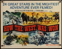 4y811 HOW THE WEST WAS WON style A 1/2sh 1964 great Reynold Brown montage art of John Ford epic!