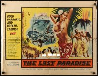 4y841 LAST PARADISE 1/2sh 1957 art of super sexy topless island babes + men fighting sharks!