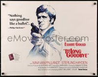 4y851 LONG GOODBYE int'l 1/2sh 1973 cool different art of Elliott Gould as Philip Marlowe, film noir!
