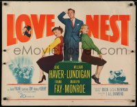 4y855 LOVE NEST 1/2sh 1951 William Lundigan stands between sexy Marilyn Monroe & June Haver!