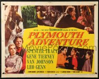 4y903 PLYMOUTH ADVENTURE style A 1/2sh 1952 Spencer Tracy, Gene Tierney, cool art of ship at sea!