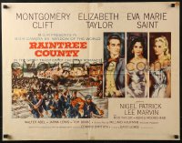4y908 RAINTREE COUNTY style A 1/2sh 1957 art of Montgomery Clift, Elizabeth Taylor & Eva Marie Saint!