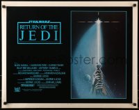 4y913 RETURN OF THE JEDI int'l 1/2sh 1983 George Lucas, art of hands holding lightsaber by Reamer!
