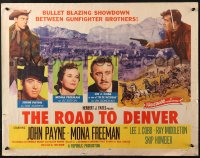 4y917 ROAD TO DENVER style A 1/2sh 1955 John Payne in a bullet blazing showdown between brothers!