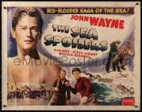 4y925 SEA SPOILERS 1/2sh R1948 barechested Coast Guard he-man John Wayne is dynamite to killers!