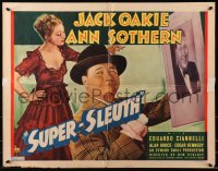 4y948 SUPER-SLEUTH style B 1/2sh 1937 detective Jack Oakie w/ portrait & sexy Ann Sothern, rare!