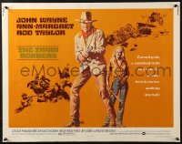 4y968 TRAIN ROBBERS 1/2sh 1973 cowboy John Wayne & Ann-Margret on horseback!