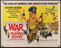 4y979 WAR ITALIAN STYLE 1/2sh 1966 Due Marines e un Generale, cartoon art of Buster Keaton as Nazi!