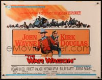 4y980 WAR WAGON 1/2sh 1967 cowboys John Wayne & Kirk Douglas, western armored stagecoach artwork!