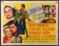 4y998 YOUNG BESS style B 1/2sh 1953 art of Jean Simmons, Stewart Granger, Deborah Kerr, Charles Laughton!