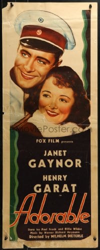 4y448 ADORABLE insert 1933 close up romantic art of Janet Gaynor & Henry Garat, ultra-rare!