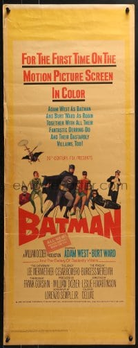 4y465 BATMAN insert 1966 Adam West & Burt Ward w/ villains Meriwether, Romero, Meredith, rare!