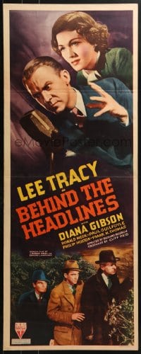 4y466 BEHIND THE HEADLINES insert 1937 Lee Tracy holding radio microphone, Gibson, ultra-rare!
