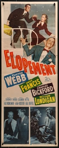 4y519 ELOPEMENT insert 1951 art of Clifton Webb, Anne Francis, Charles Bickford!