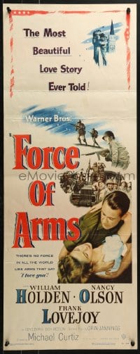 4y530 FORCE OF ARMS insert 1951 William Holden & Nancy Olson met under fire & their love flamed!