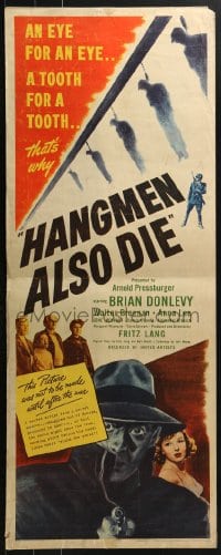 4y546 HANGMEN ALSO DIE insert 1943 directed by Fritz Lang, Brian Donlevy, ultra-rare!