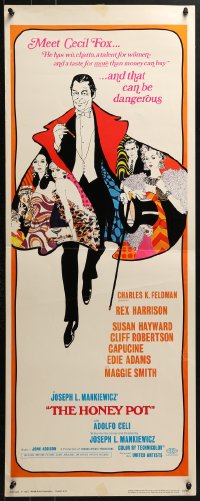 4y553 HONEY POT insert 1967 cool colorful art of Rex Harrison & Susan Hayward!