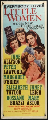 4y574 LITTLE WOMEN insert 1949 June Allyson, Elizabeth Taylor, Peter Lawford, Janet Leigh