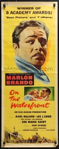 4y609 ON THE WATERFRONT insert R1959 directed by Elia Kazan, classic image of Marlon Brando!