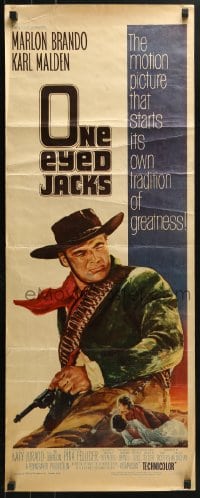 4y611 ONE EYED JACKS insert 1961 great art of star & director Marlon Brando with gun & bandolier!