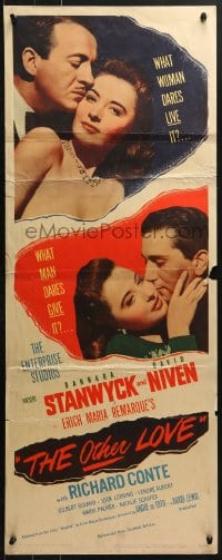 4y614 OTHER LOVE insert 1947 David Niven gave Barbara Stanwyck love but Richard Conte did too!