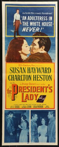 4y626 PRESIDENT'S LADY insert 1953 adulteress Susan Hayward & Charlton Heston!