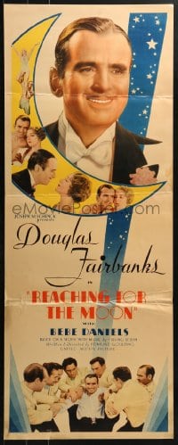 4y631 REACHING FOR THE MOON insert 1930 Douglas Fairbanks Sr. & sexy Bebe Daniels, ultra-rare!