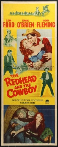 4y634 REDHEAD & THE COWBOY insert 1951 romantic super close up of Glenn Ford & Rhonda Fleming!