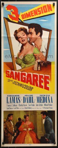 4y638 SANGAREE 3D insert 1953 cool artwork of Fernando Lamas holding sexiest Arlene Dahl!