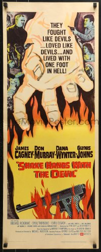 4y643 SHAKE HANDS WITH THE DEVIL insert 1959 James Cagney, Don Murray, cool artwork of hand!