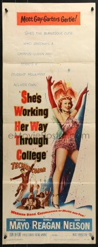 4y644 SHE'S WORKING HER WAY THROUGH COLLEGE insert 1952 full-length Virginia Mayo, Ronald Reagan!