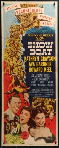 4y646 SHOW BOAT insert 1951 singing Kathryn Grayson, sexy Ava Gardner, Howard Keel, Joe E. Brown