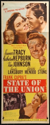 4y653 STATE OF THE UNION insert 1948 Capra, art of Spencer Tracy, Kate Hepburn & Angela Lansbury!