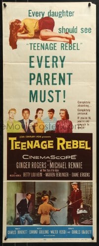 4y659 TEENAGE REBEL insert 1956 Rennie sends daughter to mom Ginger Rogers so he can have fun!
